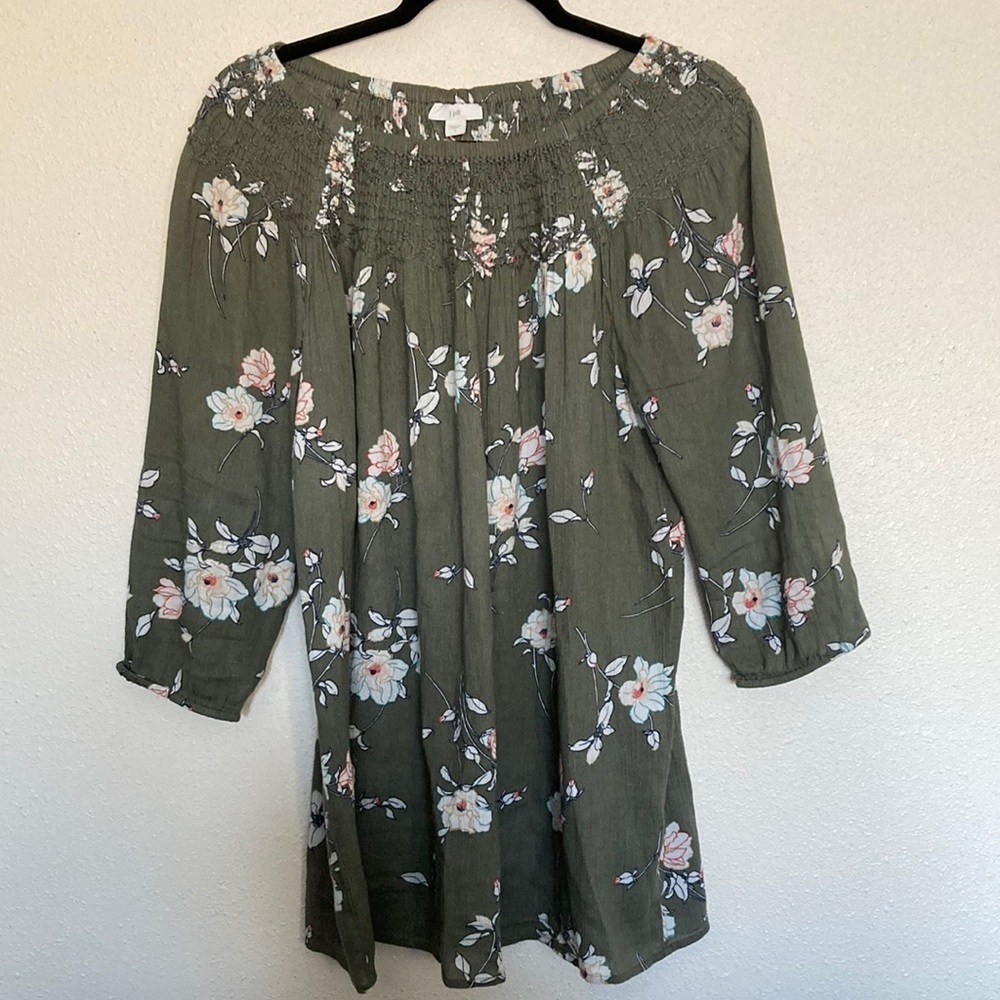 J.Jill Off Shoulder Tunic Pullover Women's Floral Top Size S
